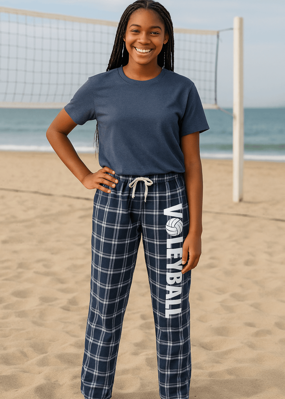 Navy Checkered Volleyball Flannel Pants